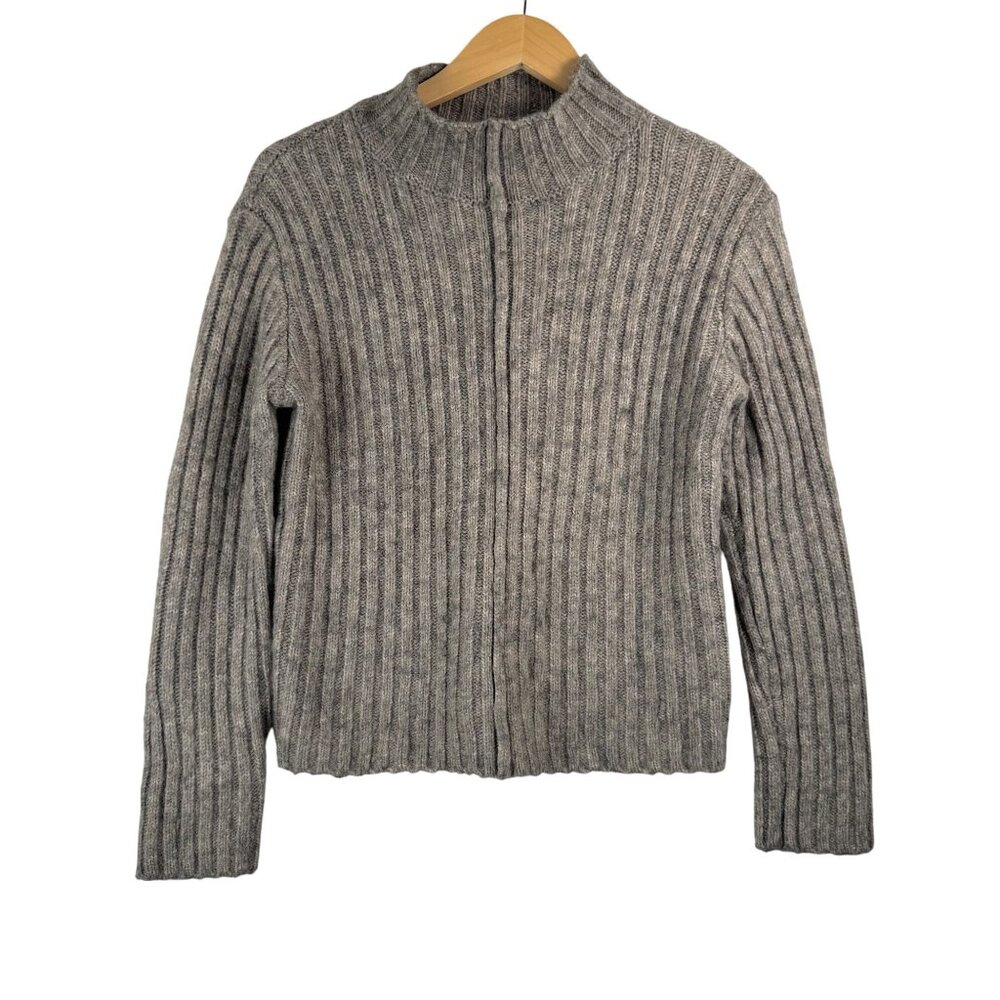 Zara grey mark ribbed wool blend sweater preppy Y2K sz S